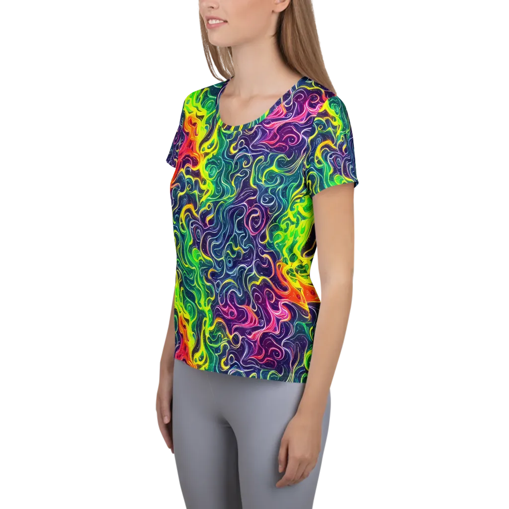 Psychedelic Undertow on Women's Athletic T-Shirt — Left