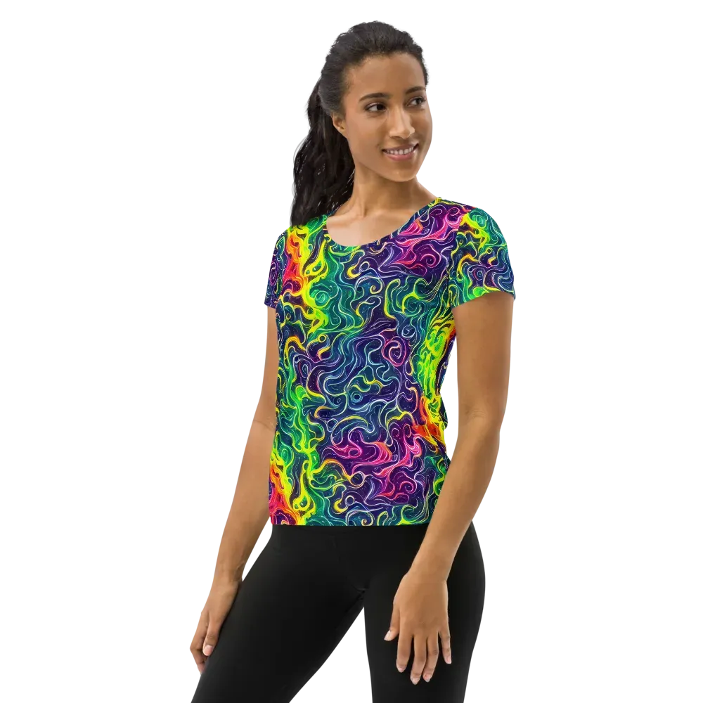 Psychedelic Undertow on Women's Athletic T-Shirt — Left