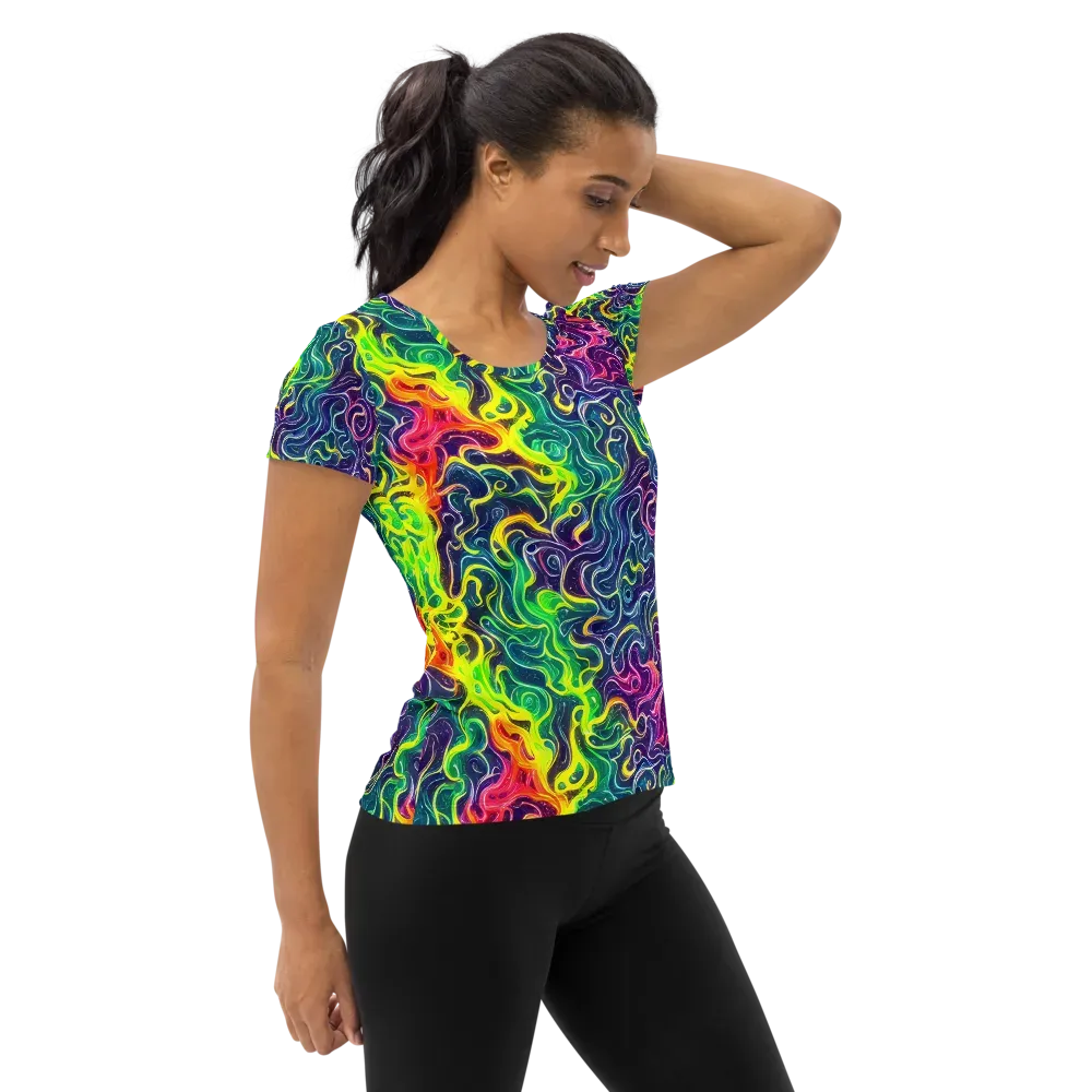 Psychedelic Undertow on Women's Athletic T-Shirt — Right
