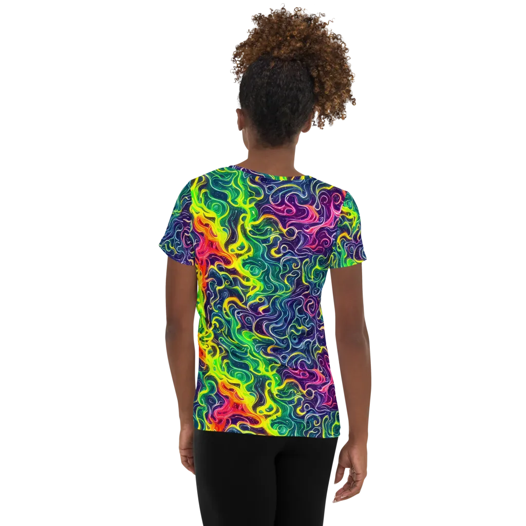 Psychedelic Undertow on Women's Athletic T-Shirt — Back