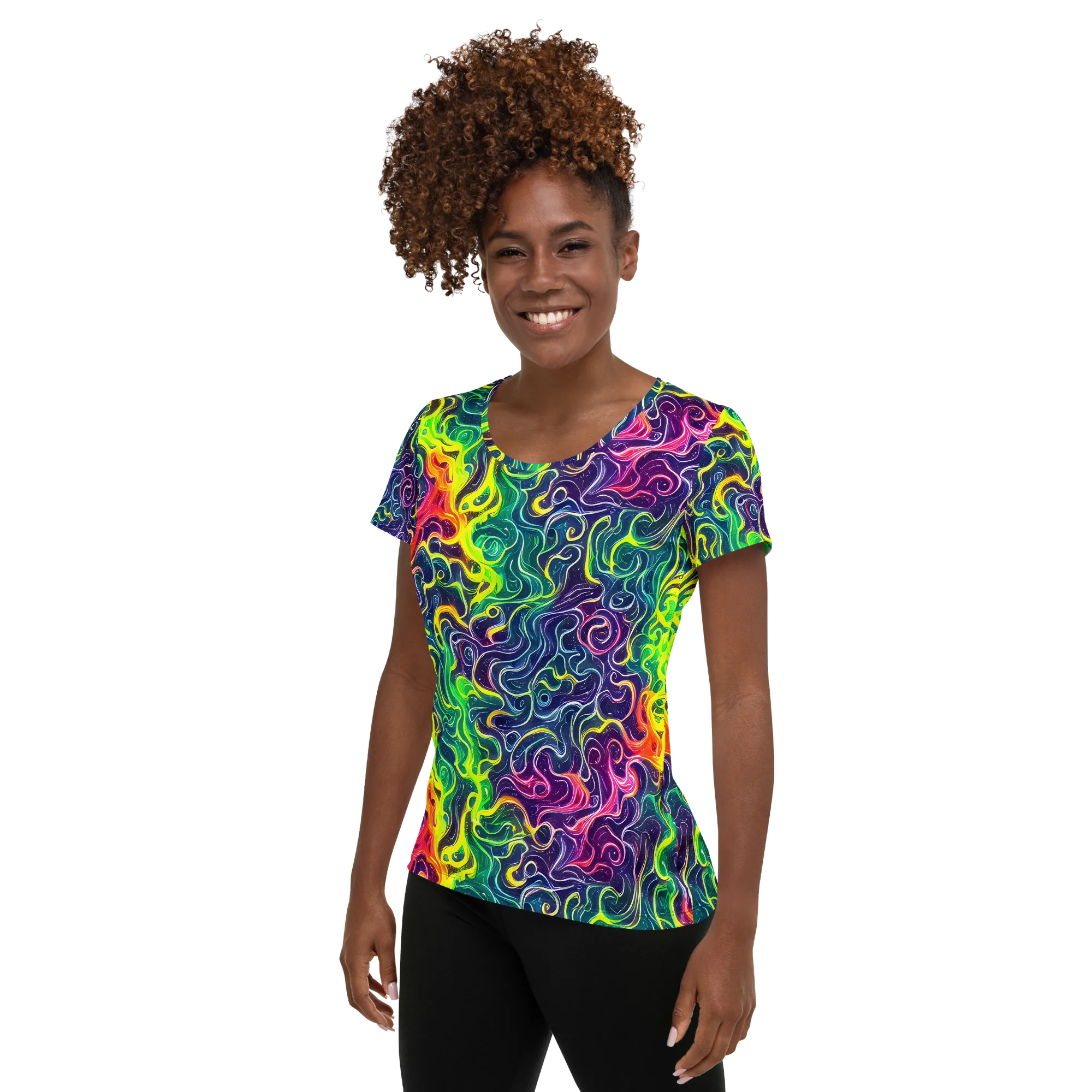 Psychedelic Undertow on Women's Athletic T-Shirt — Left