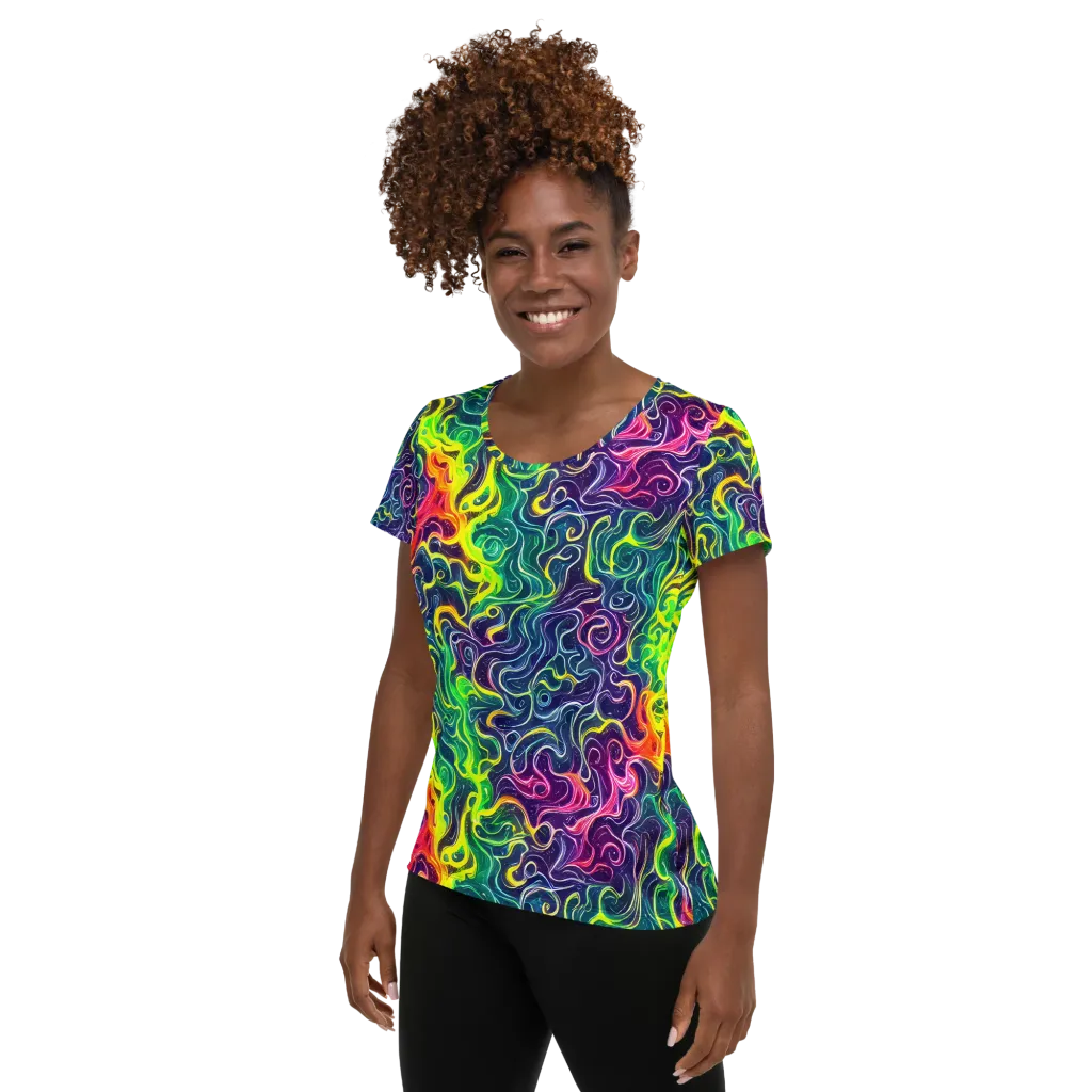 Psychedelic Undertow on Women's Athletic T-Shirt — Left
