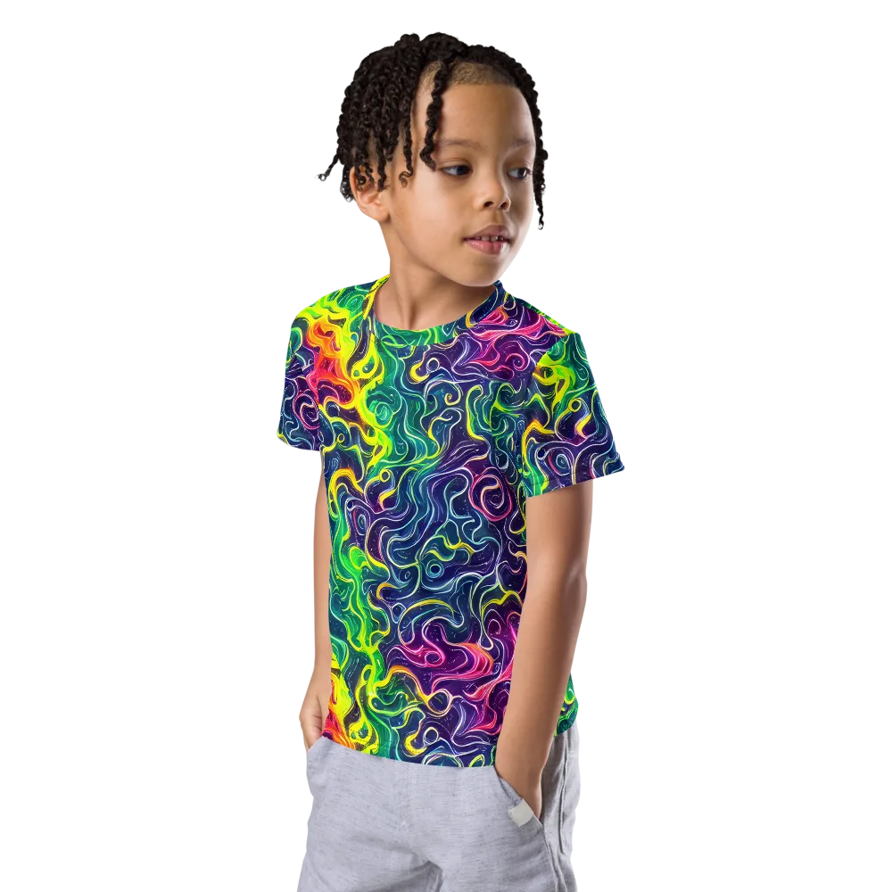 Psychedelic Undertow on Kids Crew Neck T-Shirt — Left Front