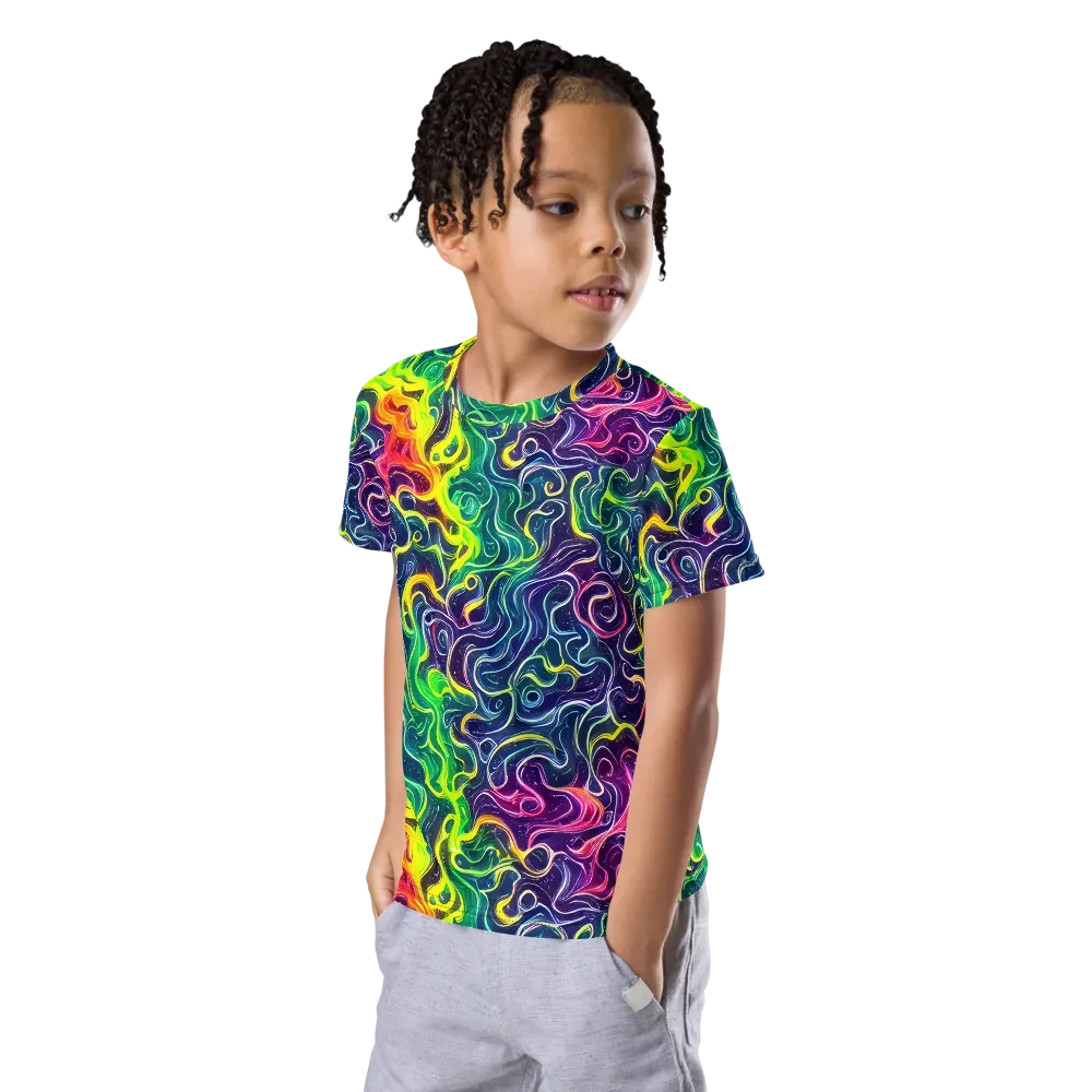 Psychedelic Undertow on Kids Crew Neck T-Shirt — Left Front