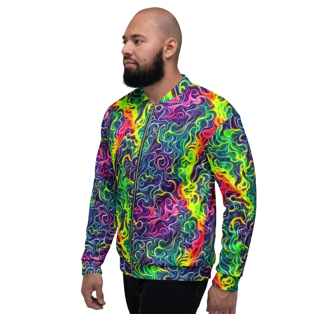 Psychedelic Undertow on Bomber Jacket — Left