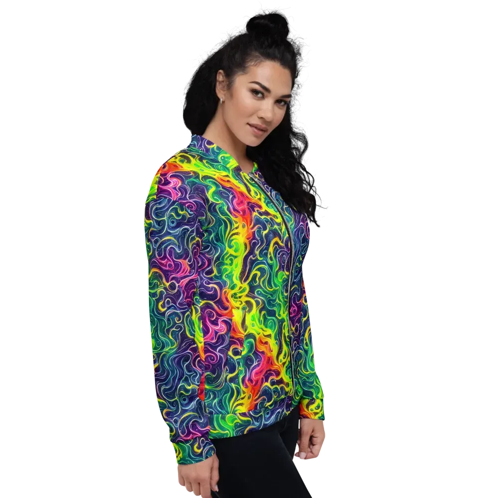 Psychedelic Undertow on Bomber Jacket — Right