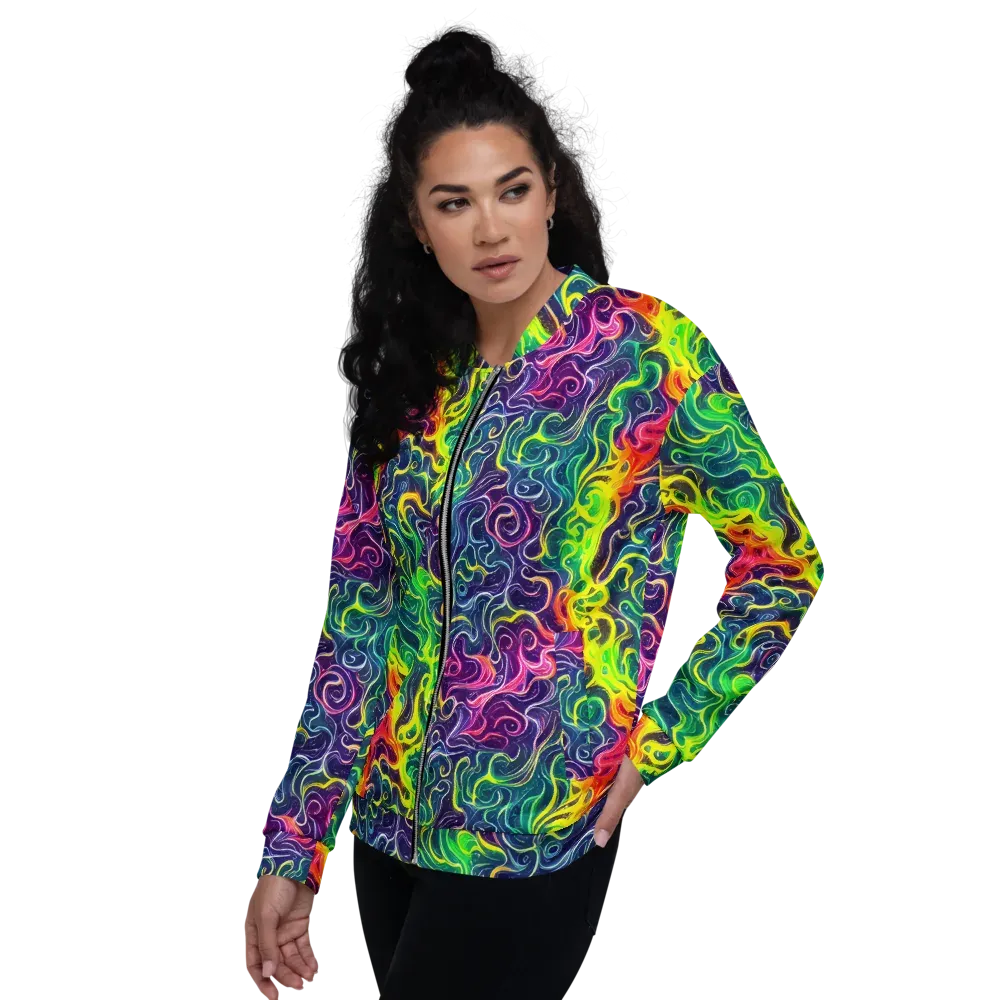 Psychedelic Undertow on Bomber Jacket — Left