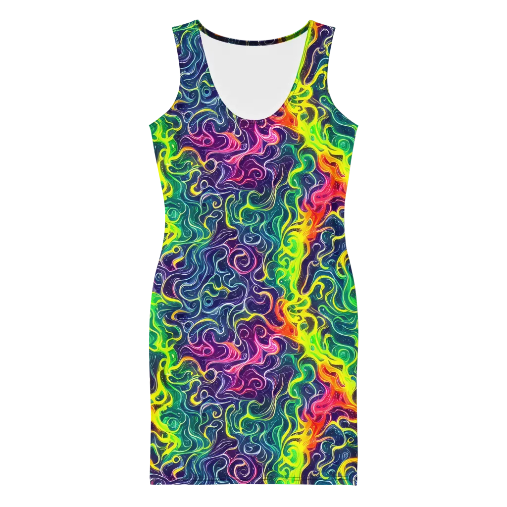 Psychedelic Undertow on Bodycon Dress — Front