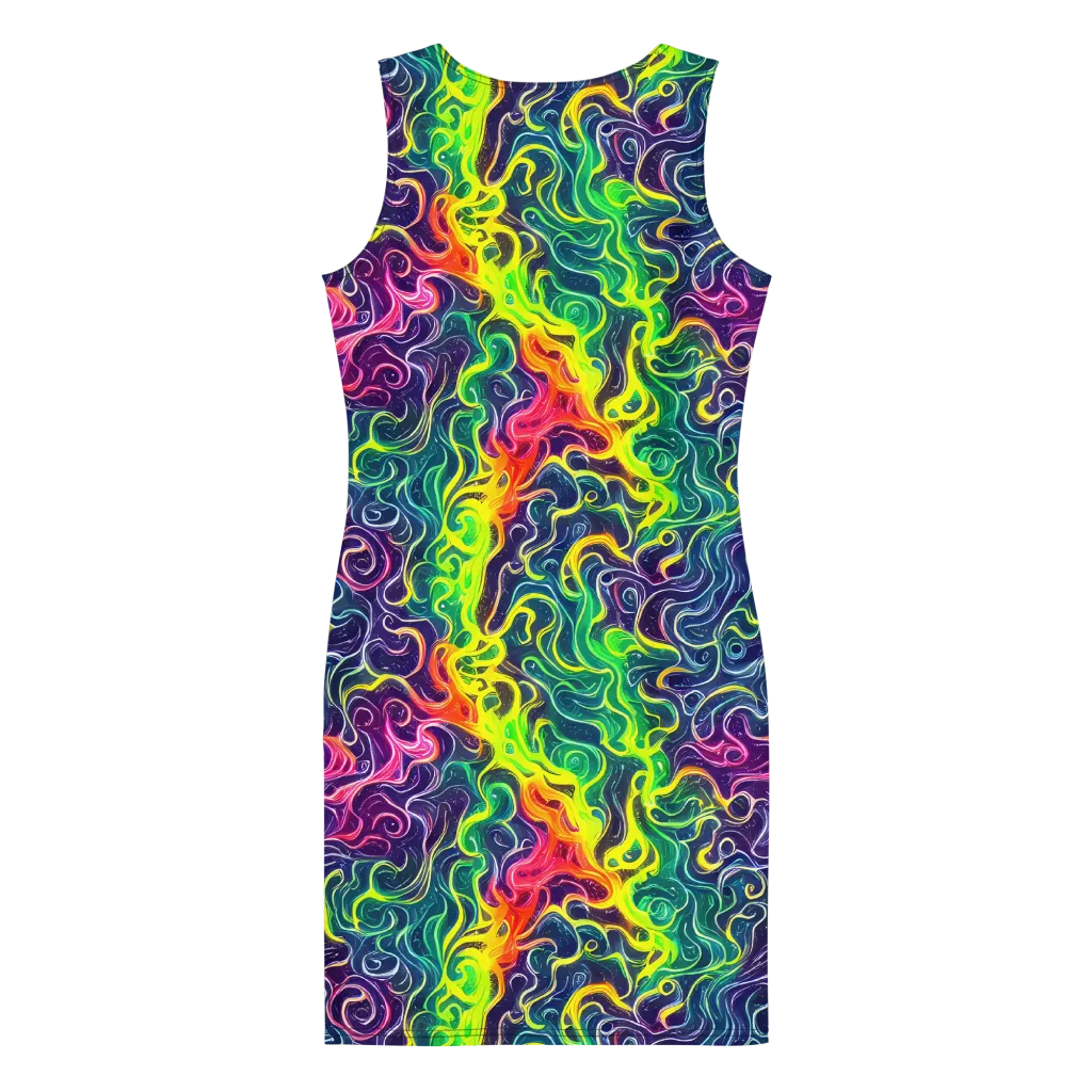 Psychedelic Undertow on Bodycon Dress — Back