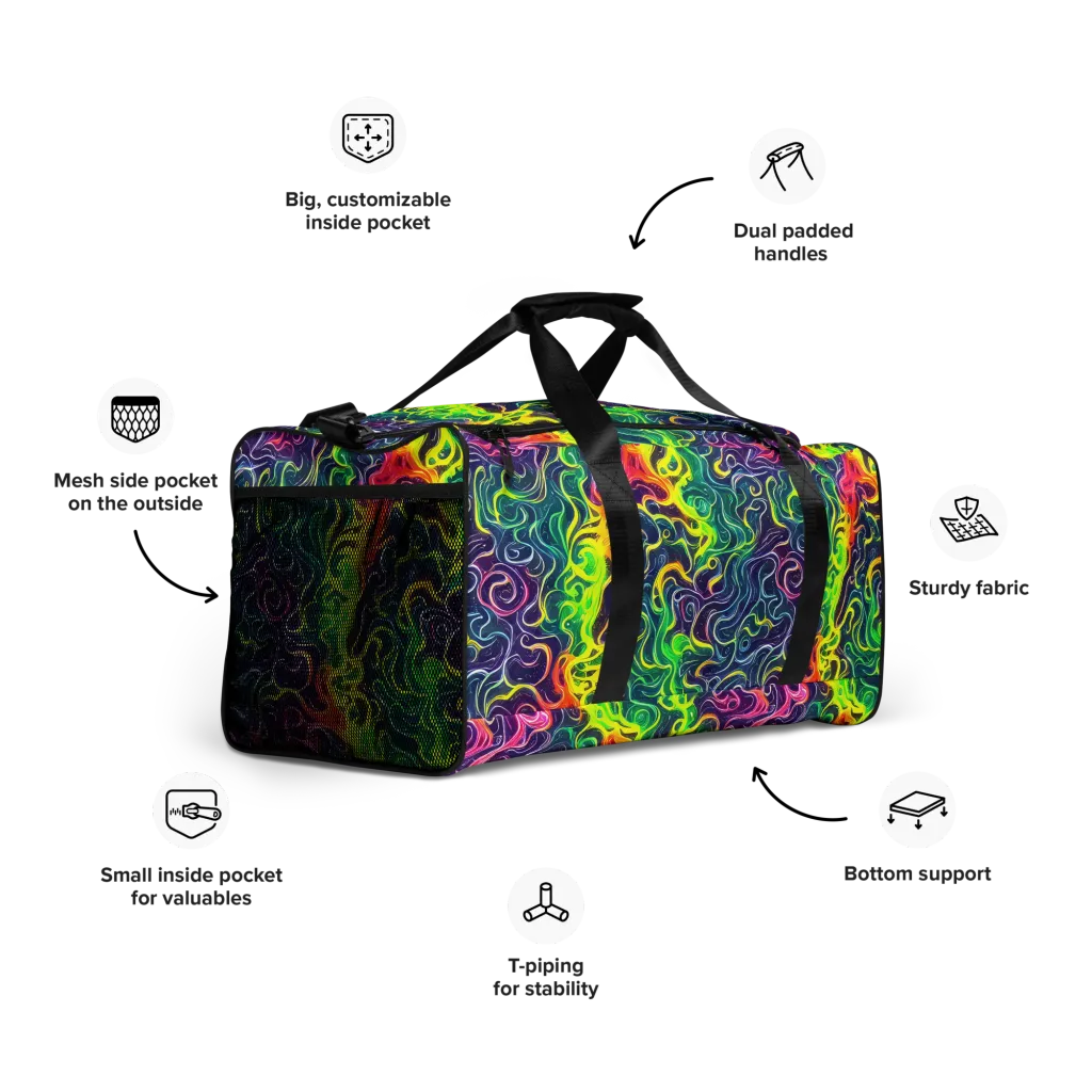Psychedelic Undertow on Duffle Bag — Right Front