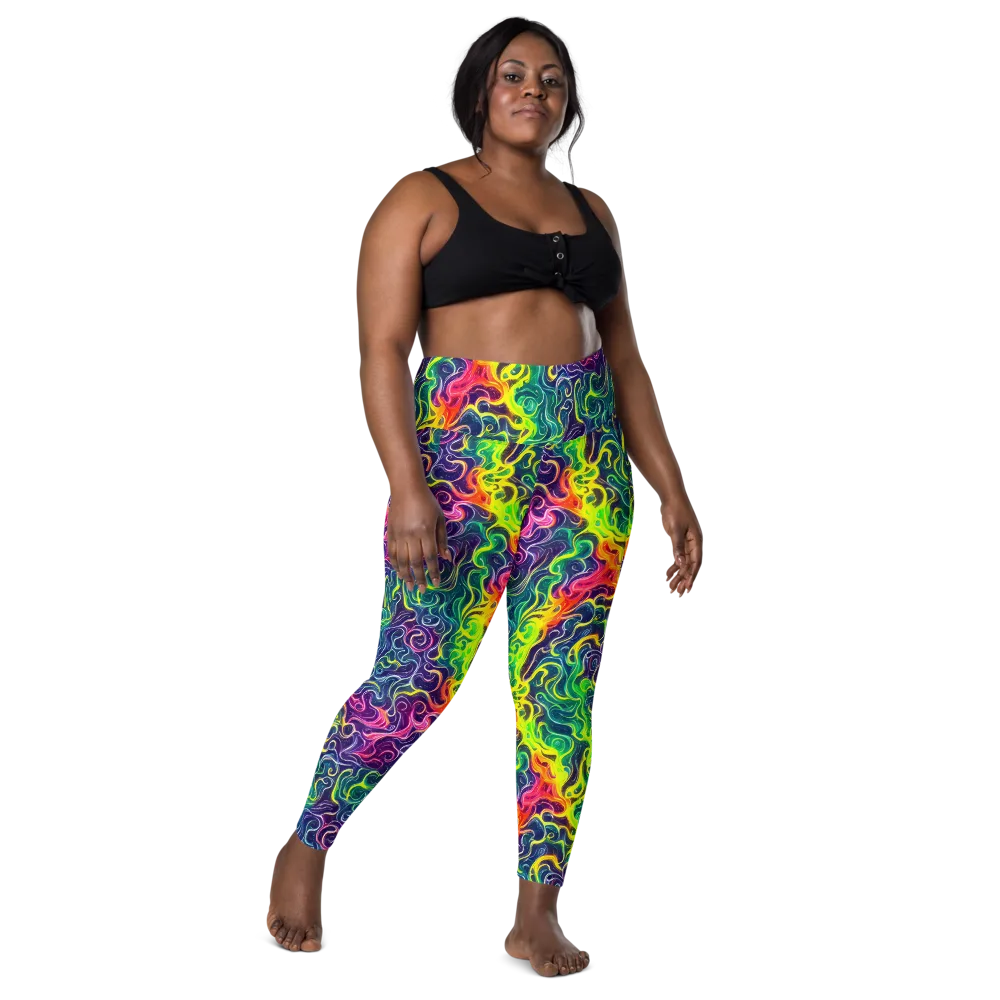 Psychedelic Undertow on Leggings with Pockets — Front
