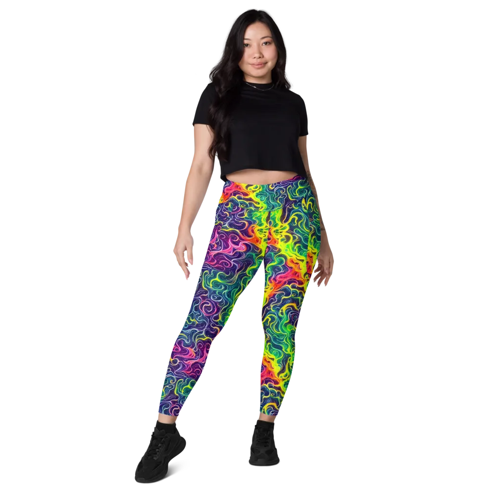 Psychedelic Undertow on Leggings with Pockets — Front