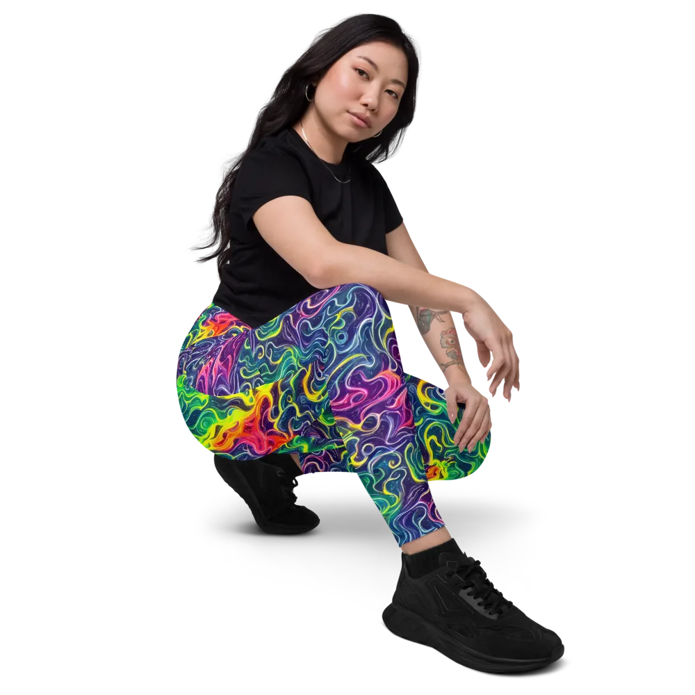 Psychedelic Undertow on Leggings with Pockets — Right Front