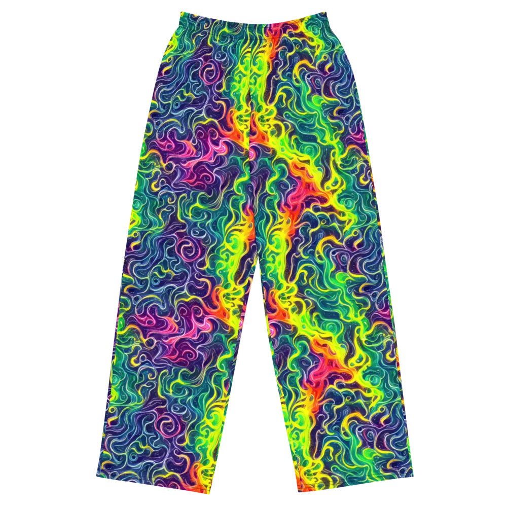 Psychedelic Undertow on Wide-Leg Pants — Front