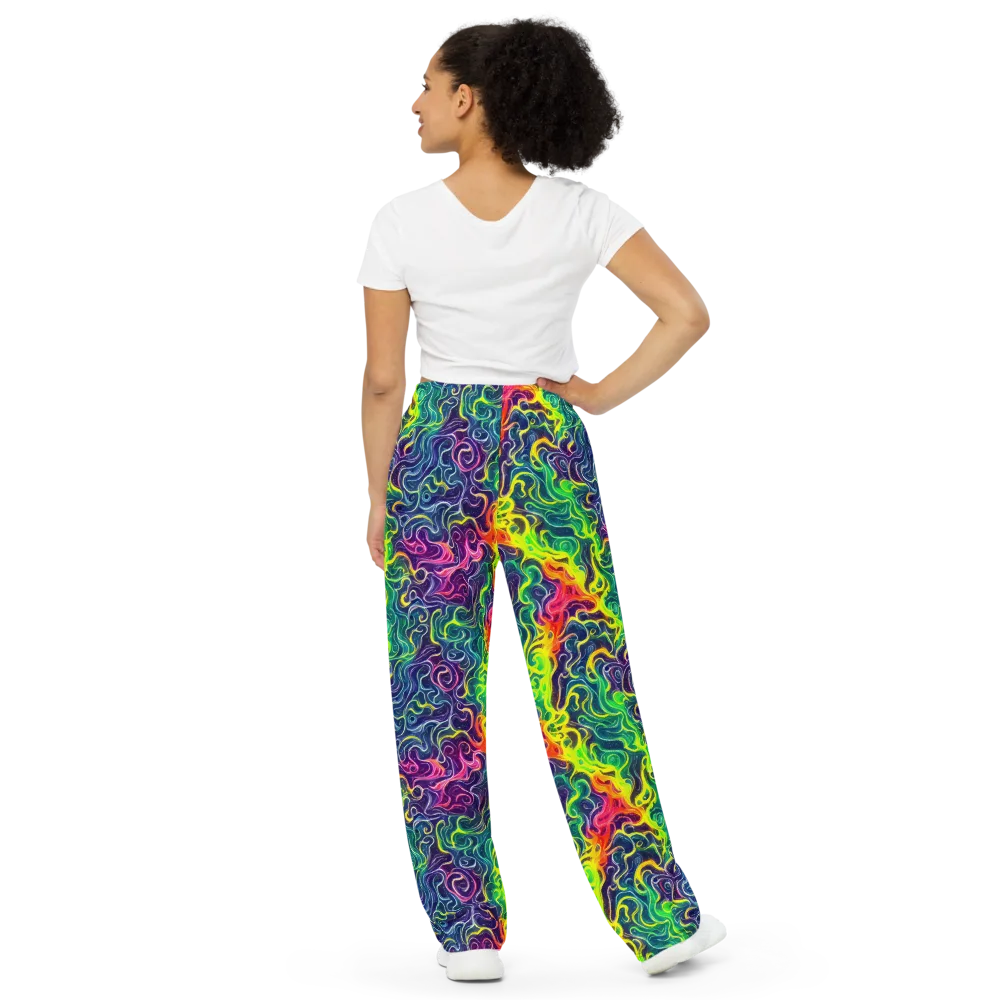 Psychedelic Undertow on Wide-Leg Pants — Back