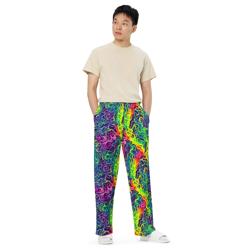 Psychedelic Undertow on Wide-Leg Pants — Front