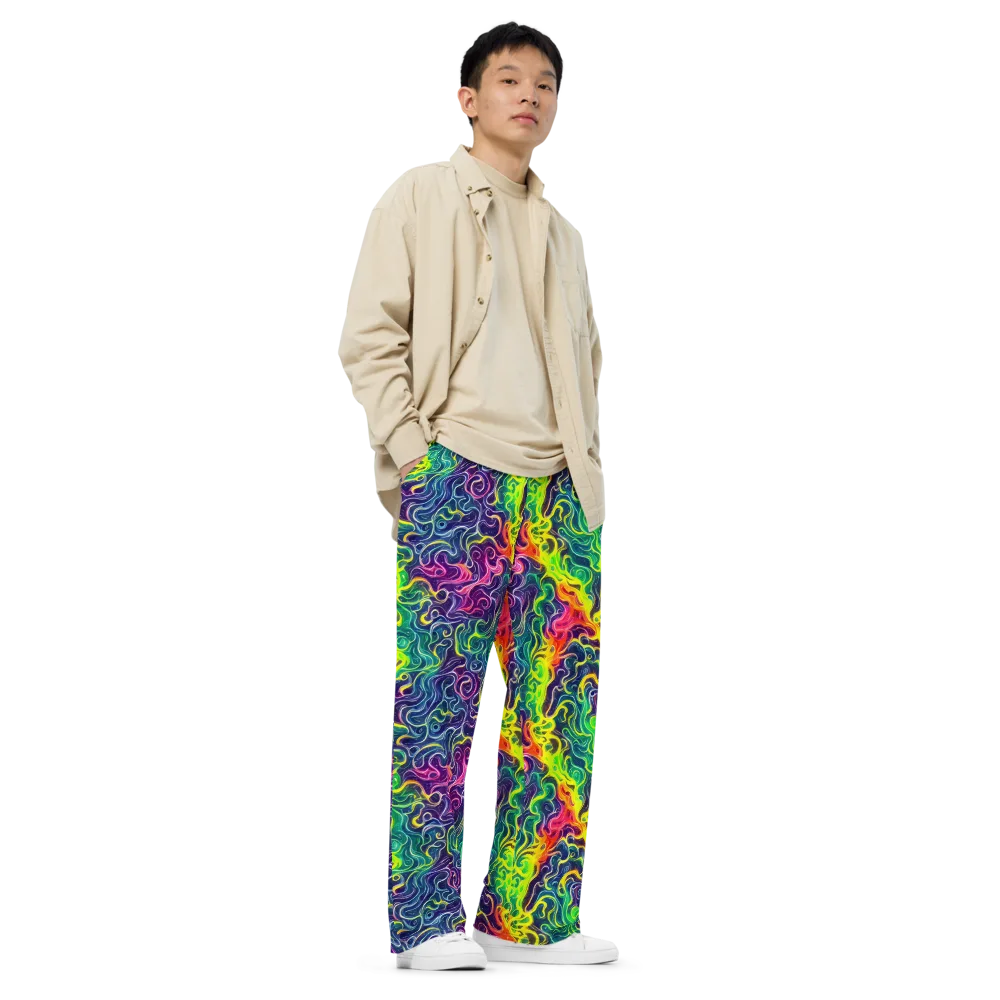 Psychedelic Undertow on Wide-Leg Pants — Right Front