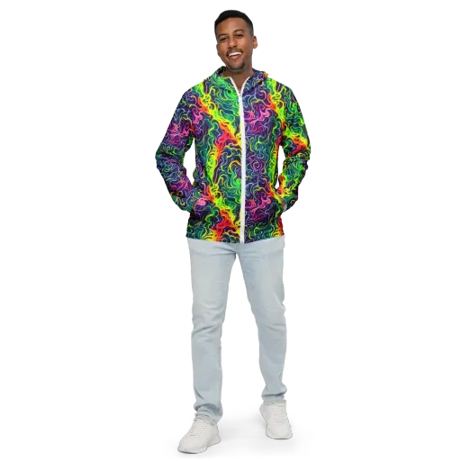 Psychedelic Undertow on a Men's Windbreaker