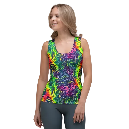 Psychedelic Undertow on a Women's Tank Top