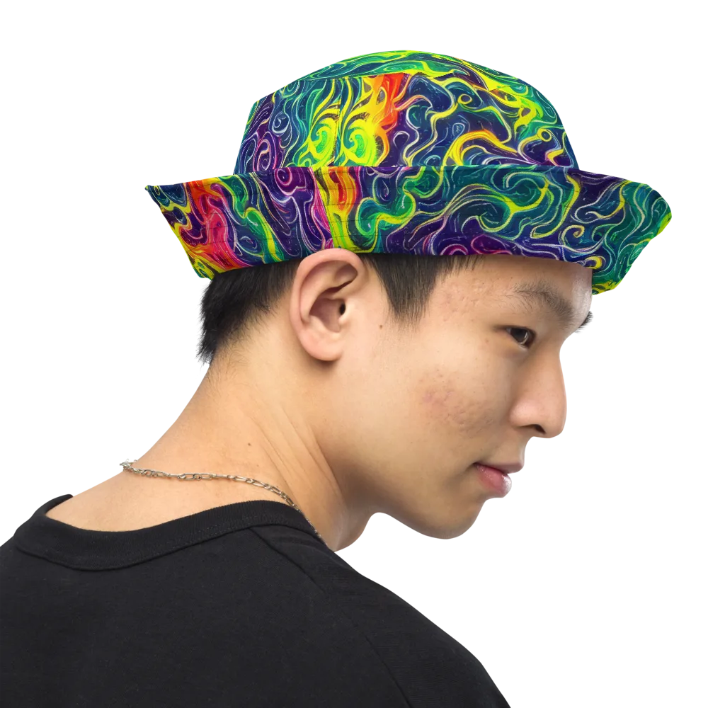 Psychedelic Undertow on Reversible Bucket Hat — Right Outside
