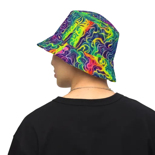 Psychedelic Undertow on a Reversible Bucket Hat