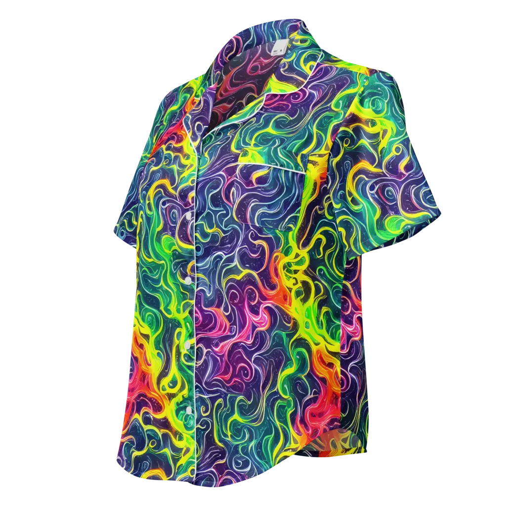 Psychedelic Undertow on Women's Short Sleeve Pajama Top — Left Front