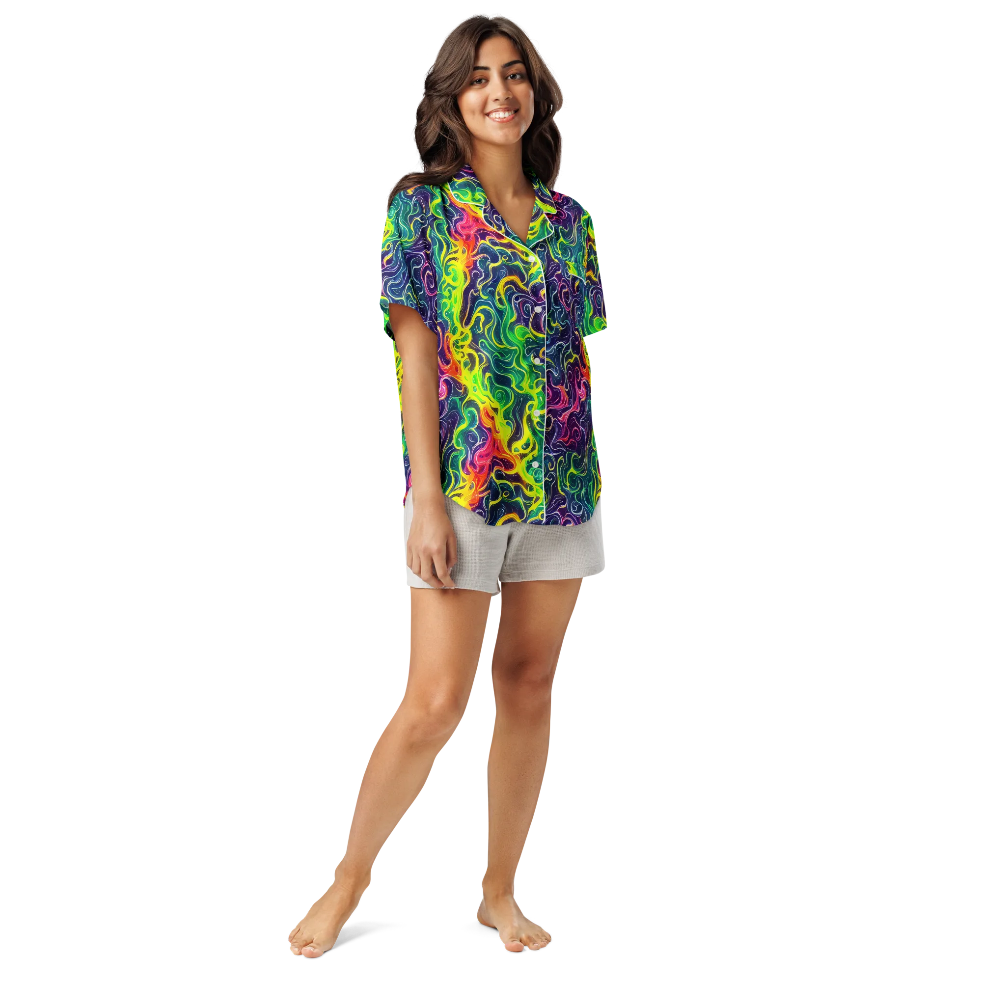 Psychedelic Undertow on Women's Short Sleeve Pajama Top — Front