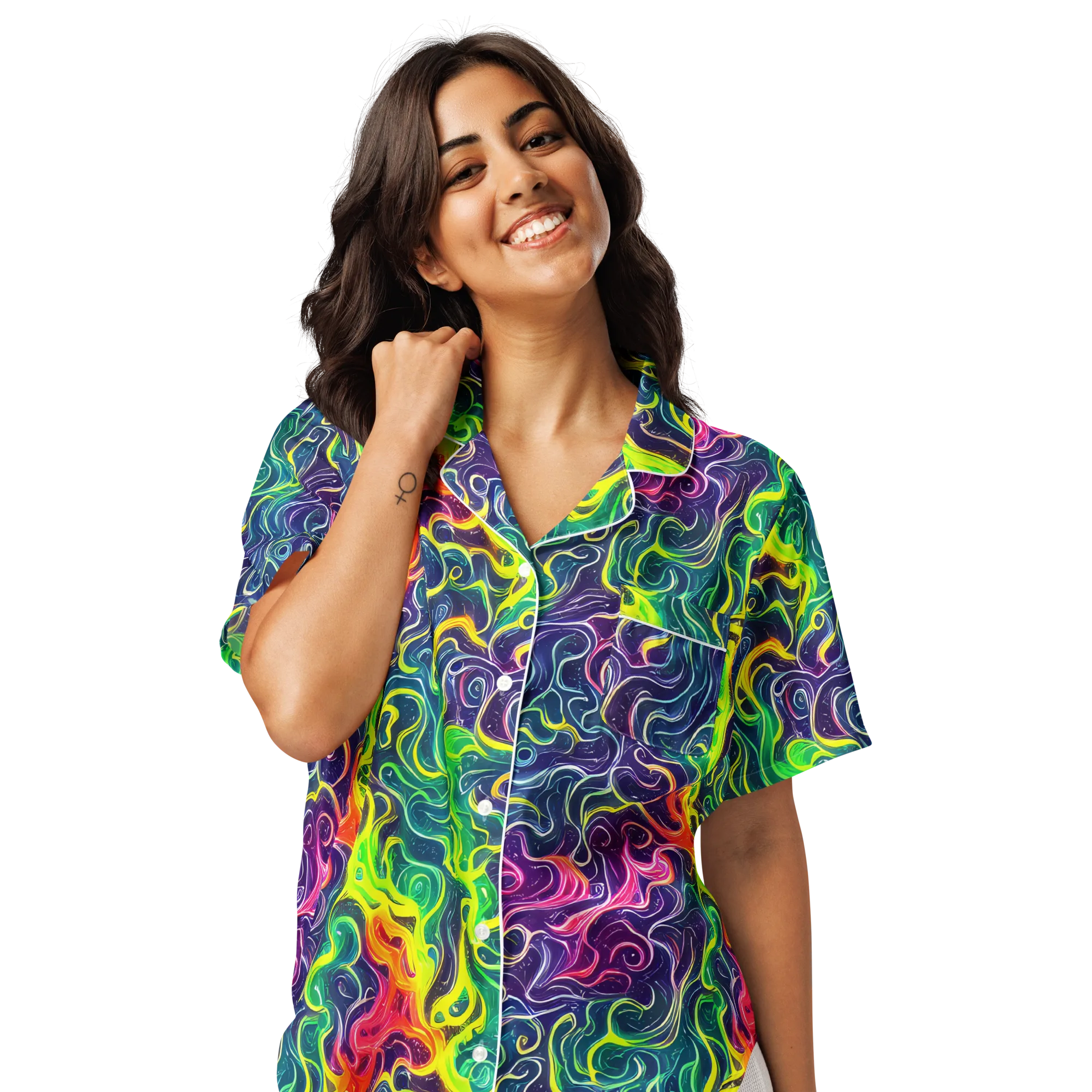 Psychedelic Undertow on Women's Short Sleeve Pajama Top — Front