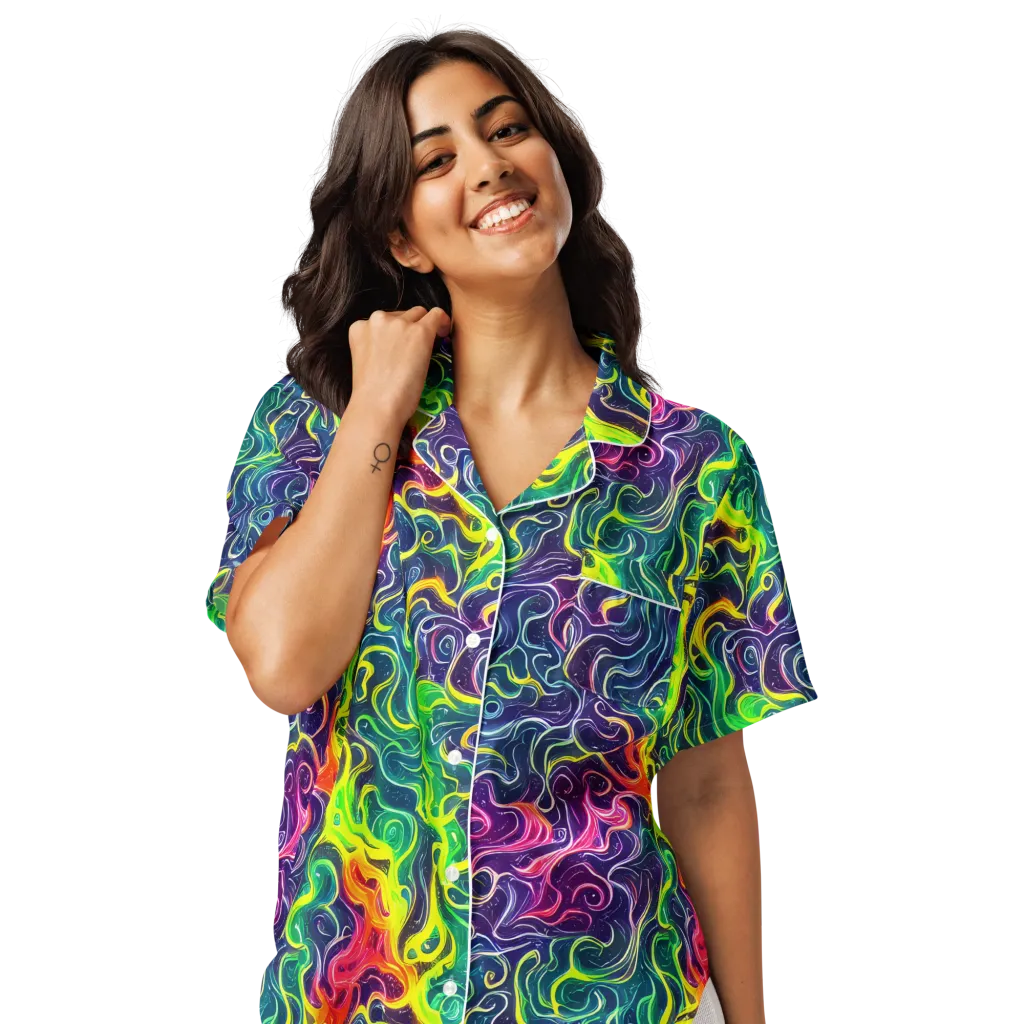 Psychedelic Undertow on Women's Short Sleeve Pajama Top — Front