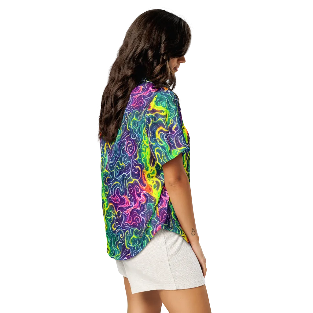 Psychedelic Undertow on Women's Short Sleeve Pajama Top — Right Back