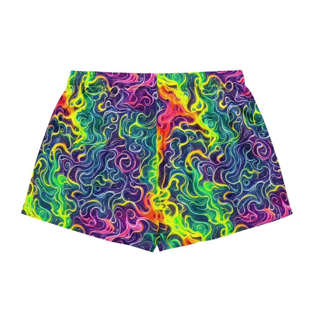 Psychedelic Undertow on Women's Pajama Shorts — Back