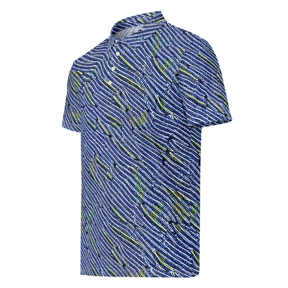 Indigo Current on Men's Slim Fit Polo Shirt — Left Front