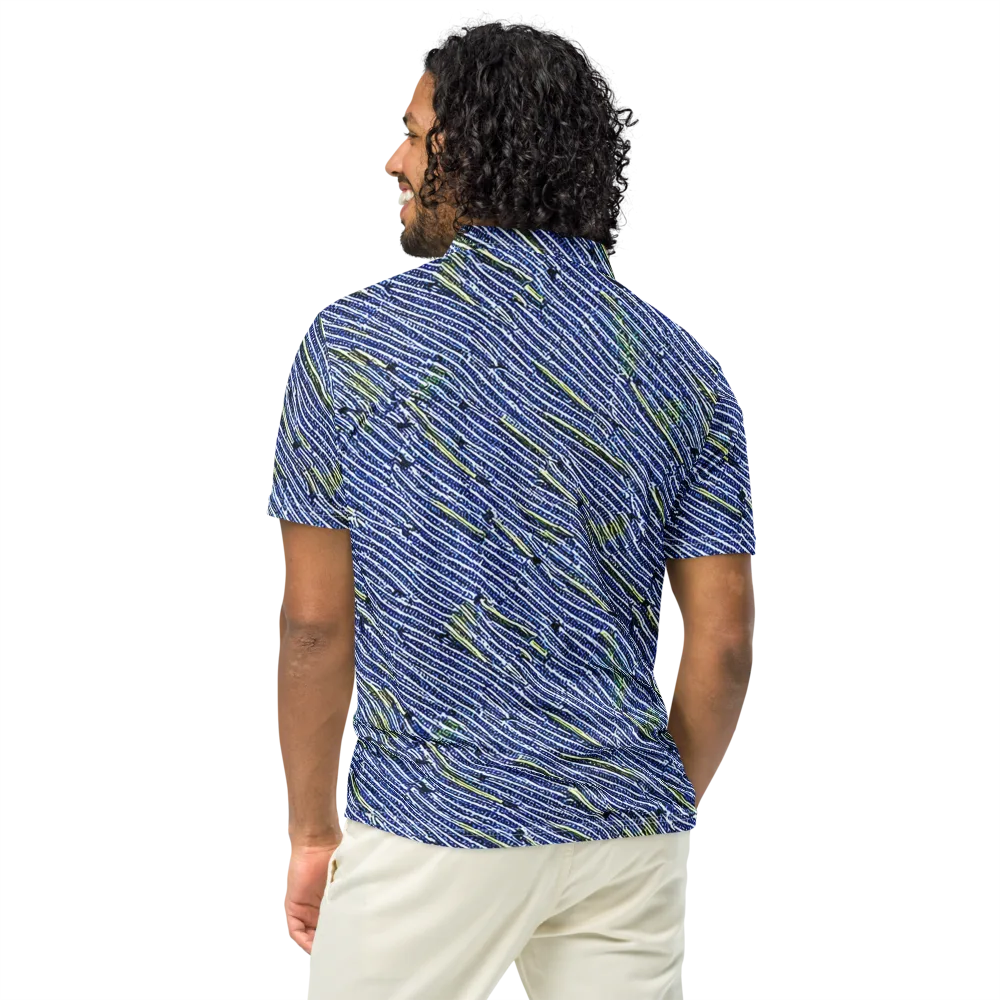 Indigo Current on Men's Slim Fit Polo Shirt — Back