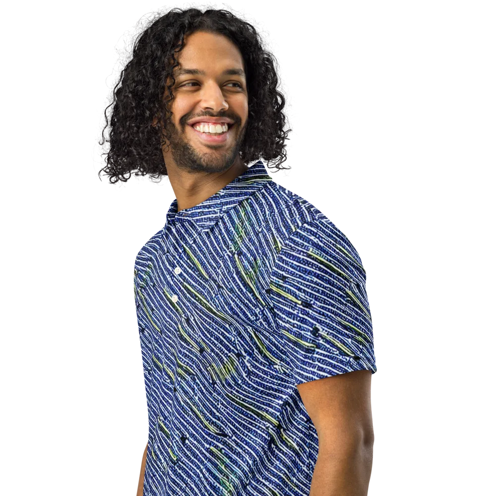 Indigo Current on Men's Slim Fit Polo Shirt — Left Front