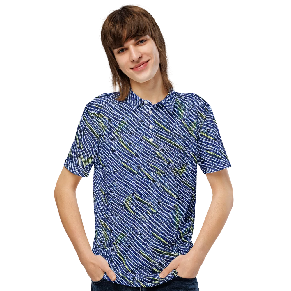 Indigo Current on Men's Slim Fit Polo Shirt — Front