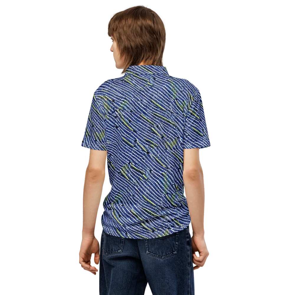Indigo Current on Men's Slim Fit Polo Shirt — Back