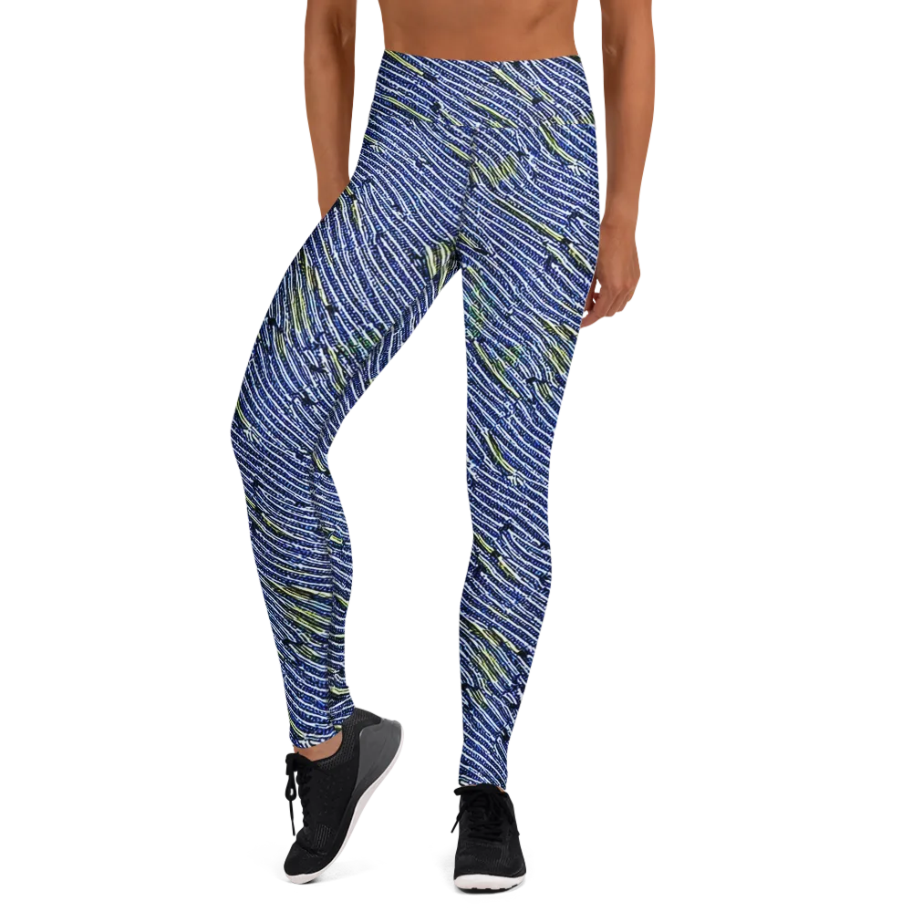 Indigo Current on Yoga Leggings — Front