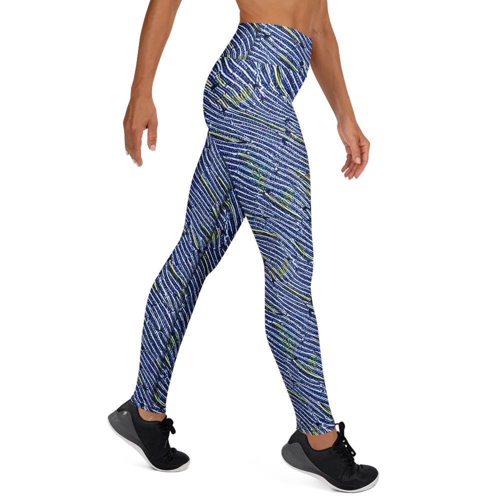 Indigo Current on Yoga Leggings — Right