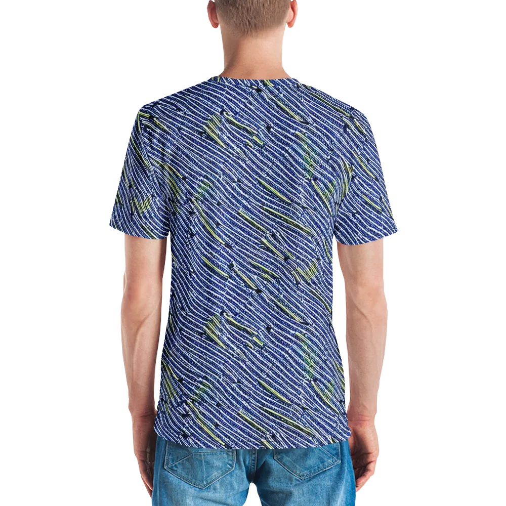 Indigo Current on Men's Crew Neck T-Shirt — Back