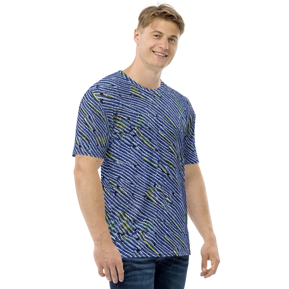 Indigo Current on Men's Crew Neck T-Shirt — Right