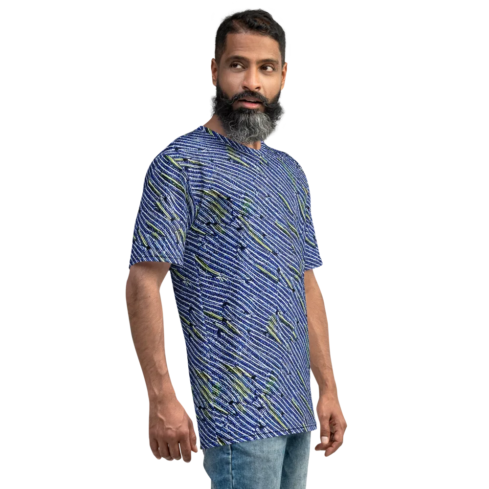 Indigo Current on Men's Crew Neck T-Shirt — Right