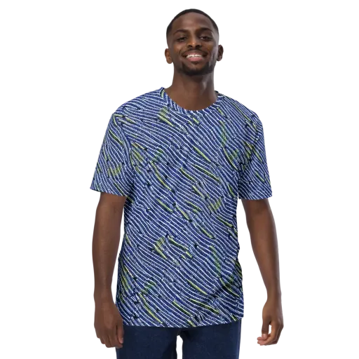 Indigo Current on a Men's Crew Neck T-Shirt