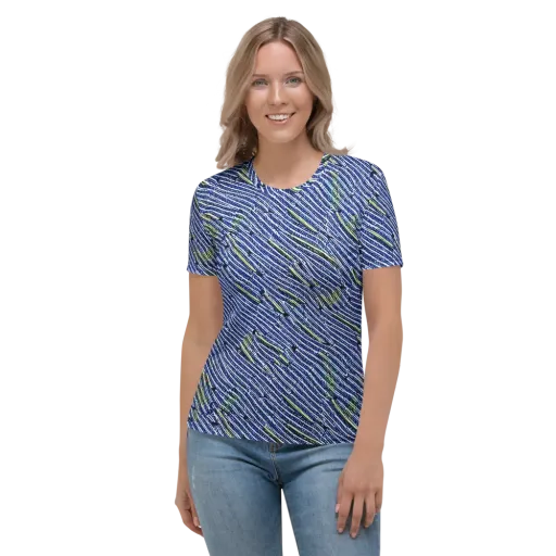 Indigo Current on a Women's Crew Neck T-Shirt