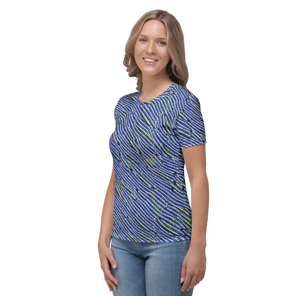 Indigo Current on Women's Crew Neck T-Shirt — Left
