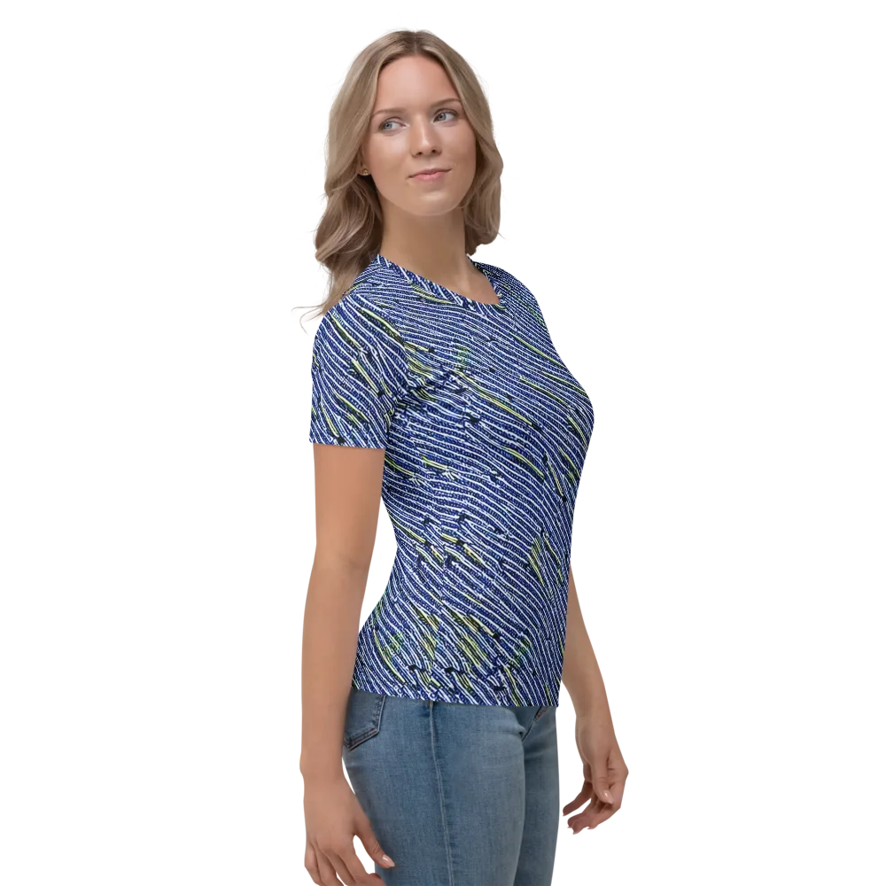 Indigo Current on Women's Crew Neck T-Shirt — Right