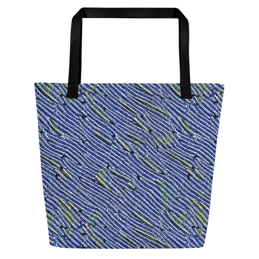 Indigo Current on a Large Tote Bag W/ Pocket