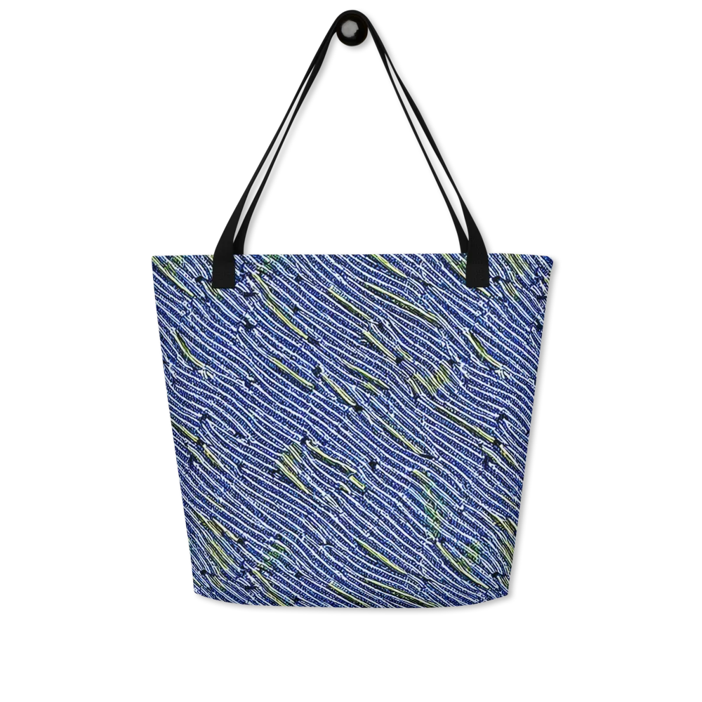 Indigo Current on Large Tote Bag W/ Pocket — Front