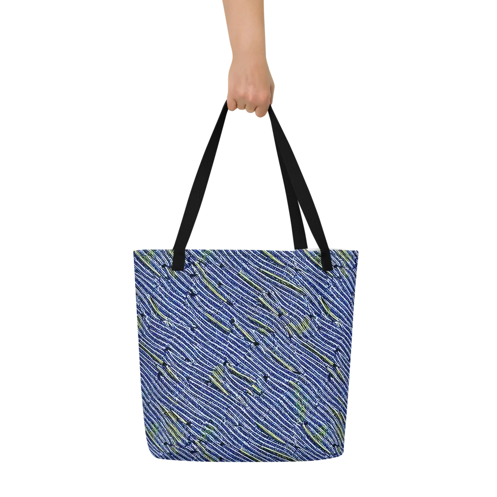 Indigo Current on Large Tote Bag W/ Pocket — Front
