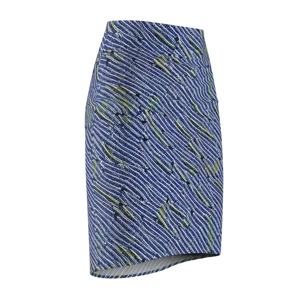 Indigo Current on Pencil Skirt — Front Side