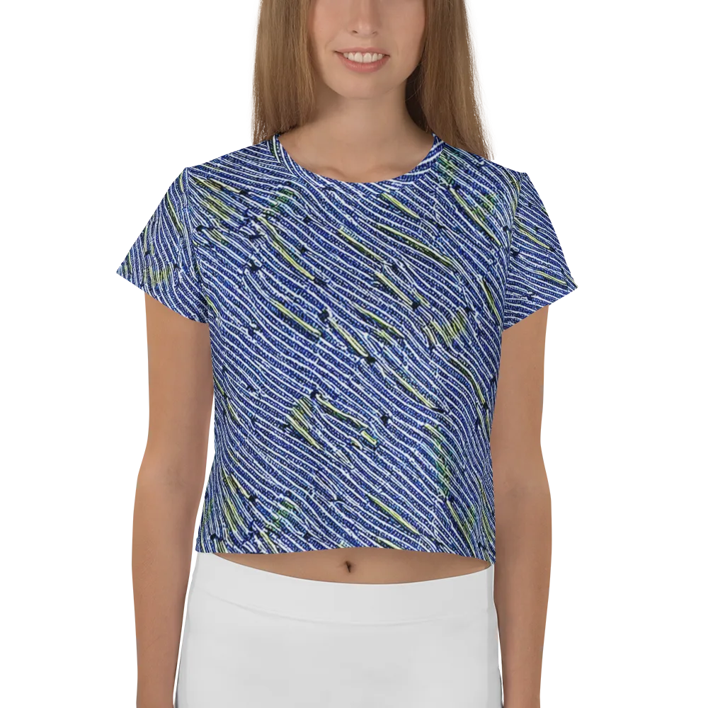 Indigo Current on Crop Tee — Front